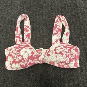 Pink Floral Cross Swim Top
